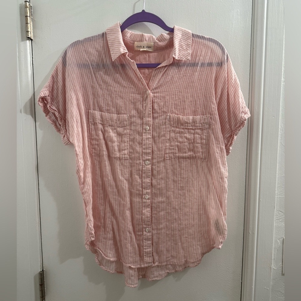 Anthropologie Cloth & Stone Punk White Stripe Top